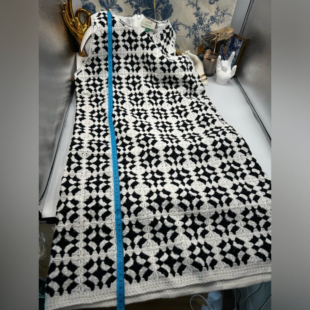 🆕 FARM Rio 🧿 NWOT Patch Crochet Black & White Monochrome Mini Dress - Size M - Picture 13 of 16